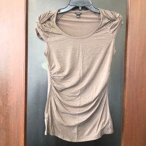 Ann Taylor tan brown top detailing on sleeves